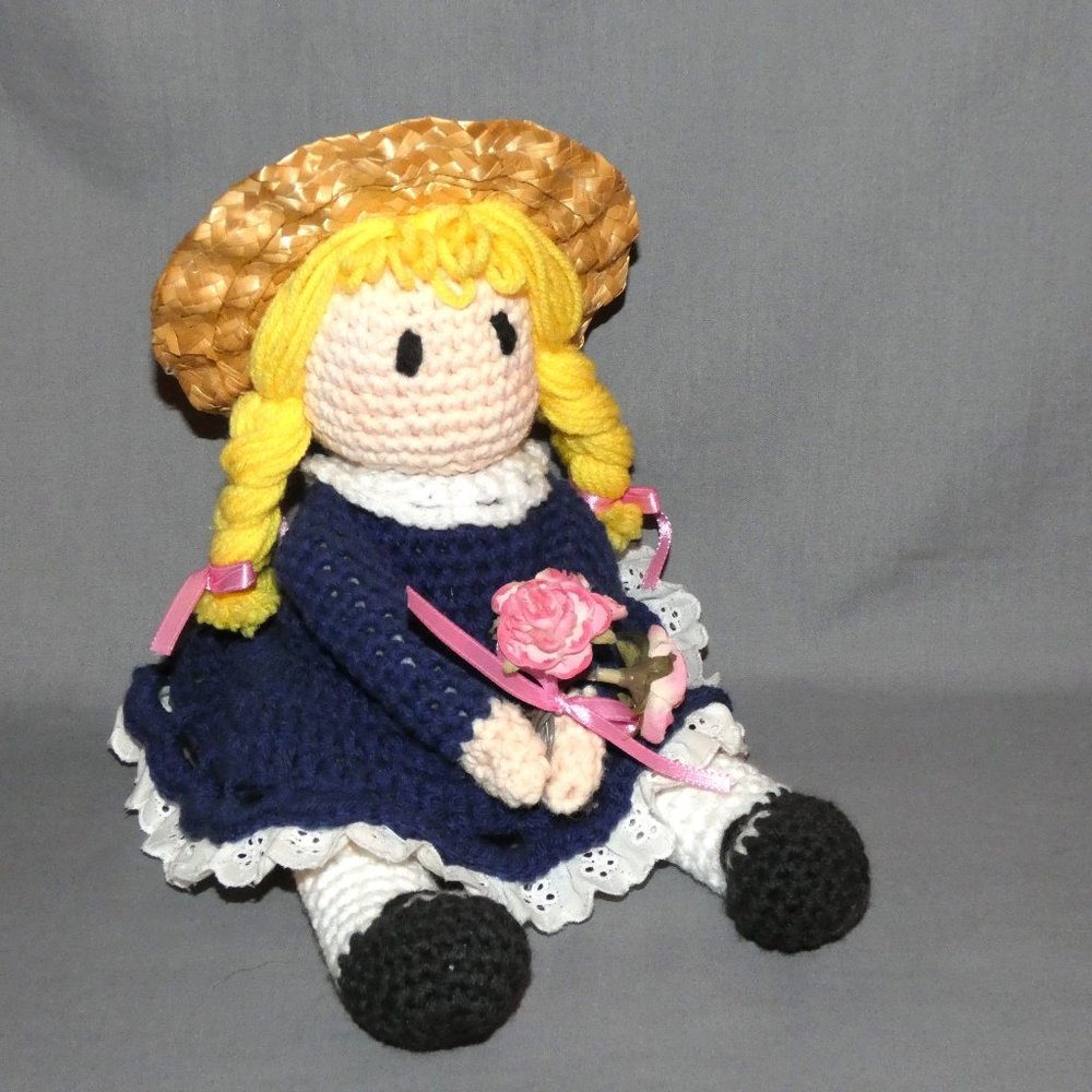 Hand Crafted Crochet Country Doll, Amigurumi Doll, Shelf Sitter